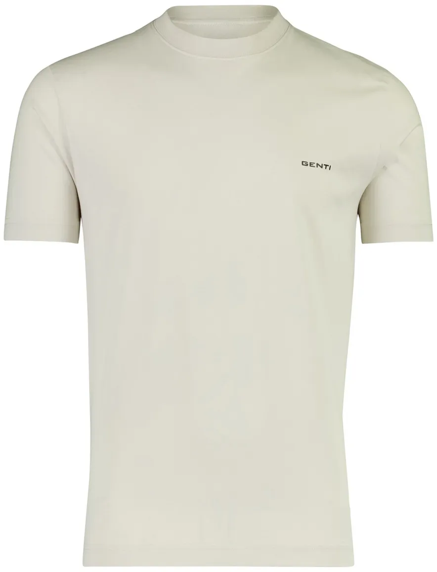 T-shirt beige Genti ronde hals backprint bloemen groen