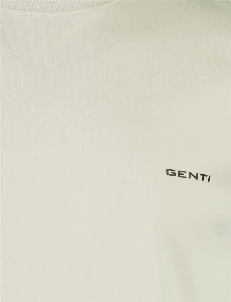Genti T-shirts ecru backprint groen bloemen
