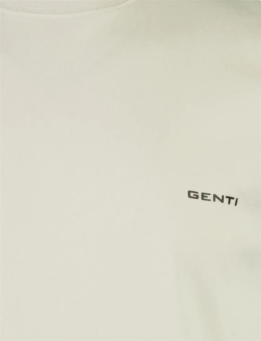 T-shirt Genti beige met backprint bloemen groen