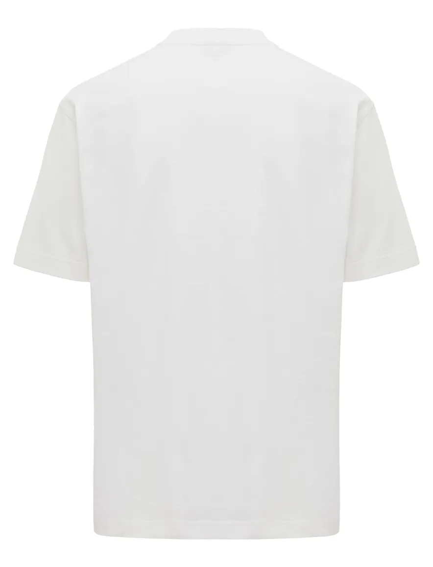 T-shirt Genti wit wijde fit effen