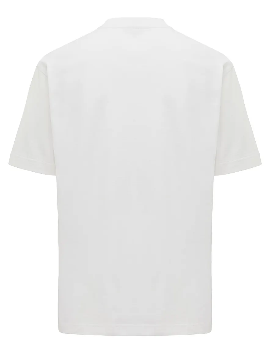 T-shirt Genti wit wijde fit effen