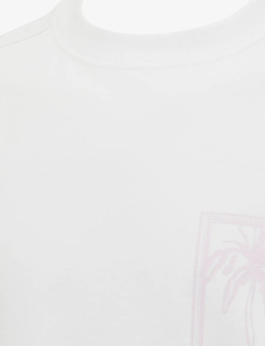 T-shirt Genti wit wijde fit effen