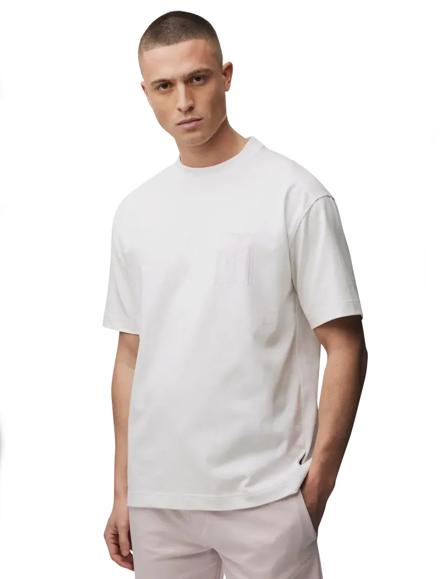 T-shirt Genti wit wijde fit effen