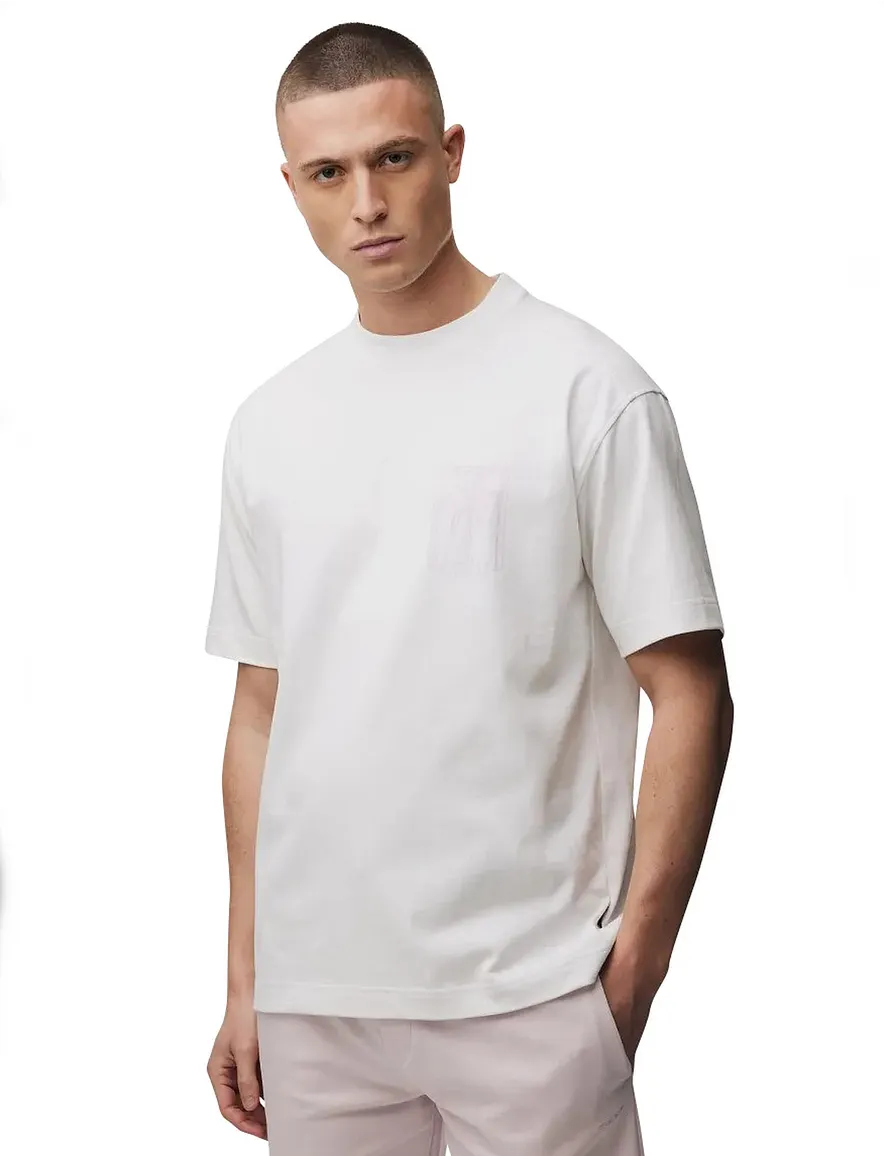 T-shirt Genti wit wijde fit effen