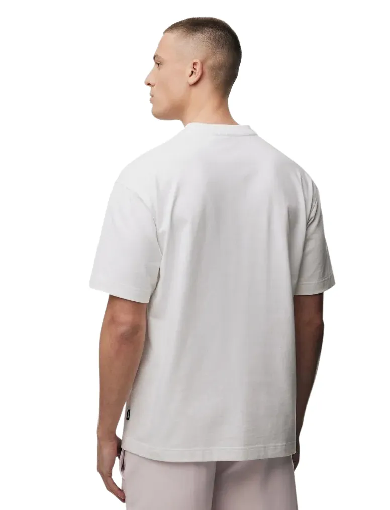 T-shirt Genti wit wijde fit effen