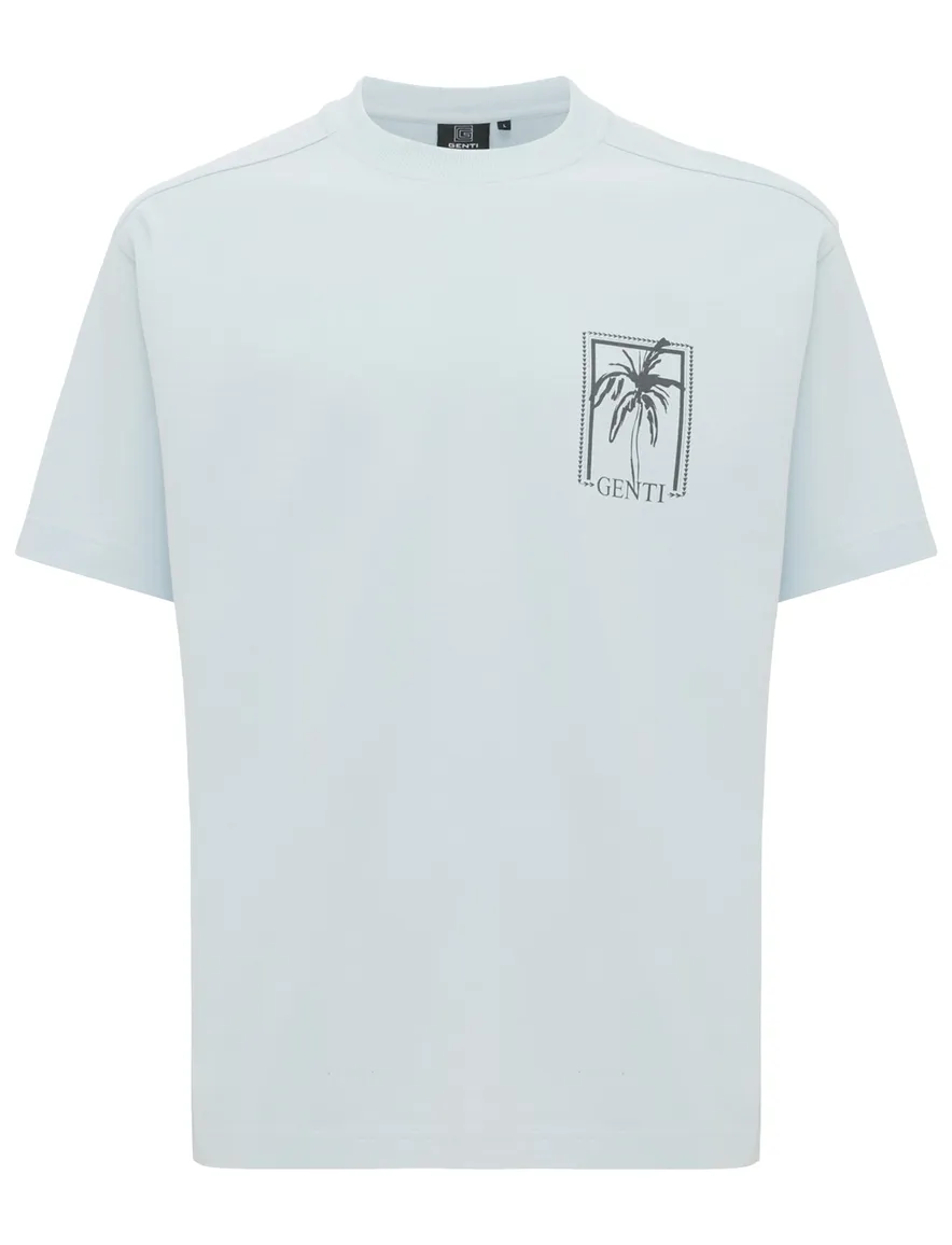 Genti T-shirt lichtblauw palm