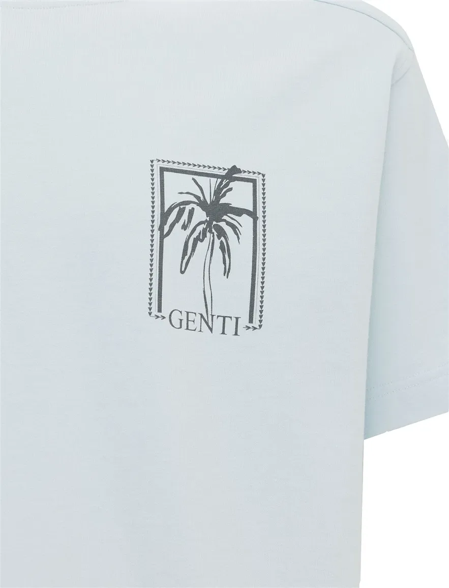 Genti T-shirt lichtblauw palm