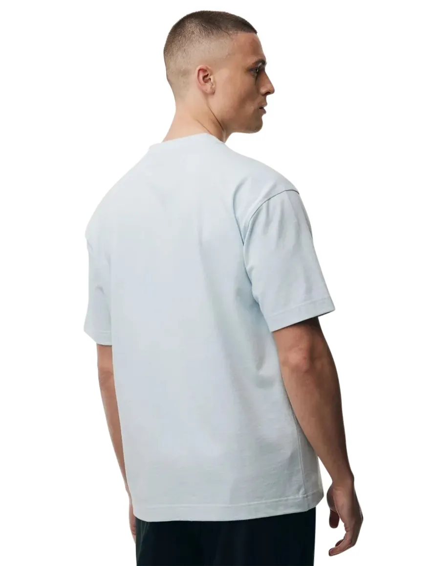 T-shirt Genti lichtblauw effen ronde hals