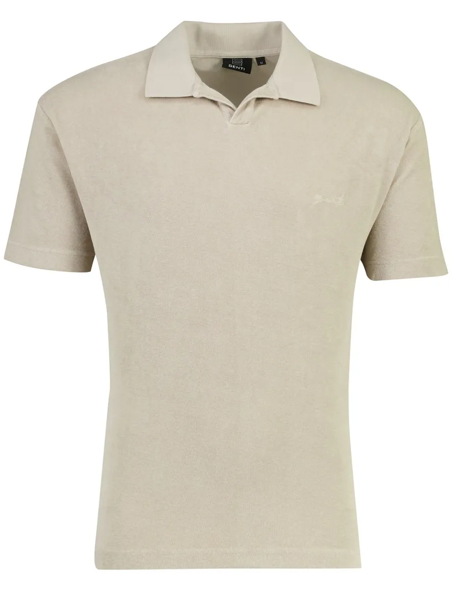 Genti polo v-hals logo beige