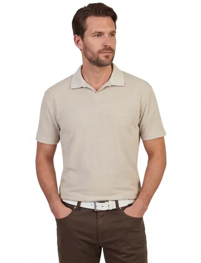 Genti Genti polo v-hals logo beige