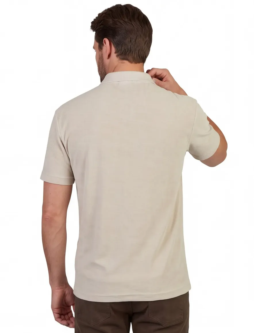 V-hals beige polo Genti regular fit