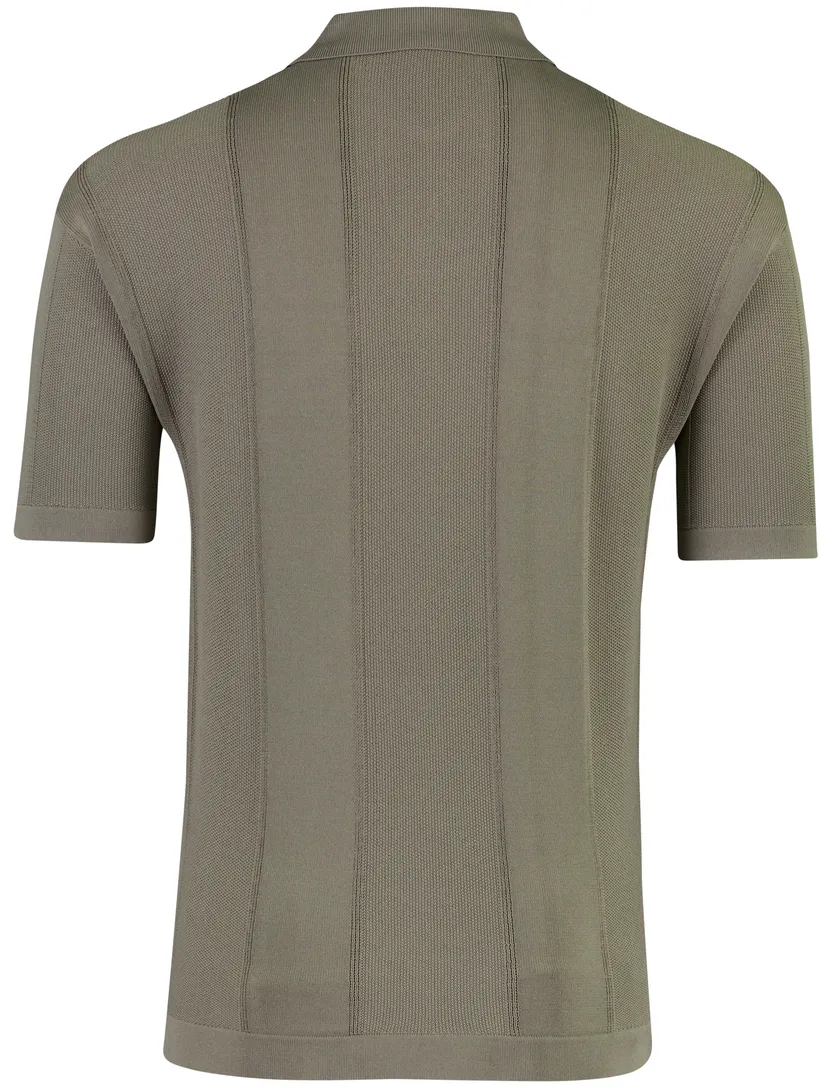 Poloshirt gebreid Genti groen v-hals strepen