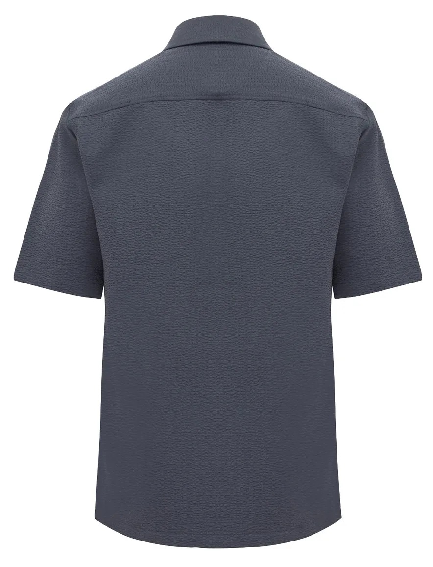 Genti Overhemd Korte mouw donkerblauw structuur