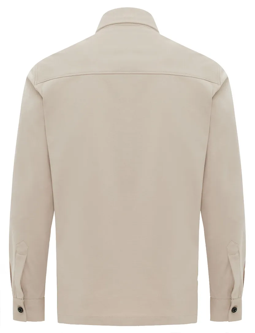 Beige Genti overshirt dubbele borstzak effen
