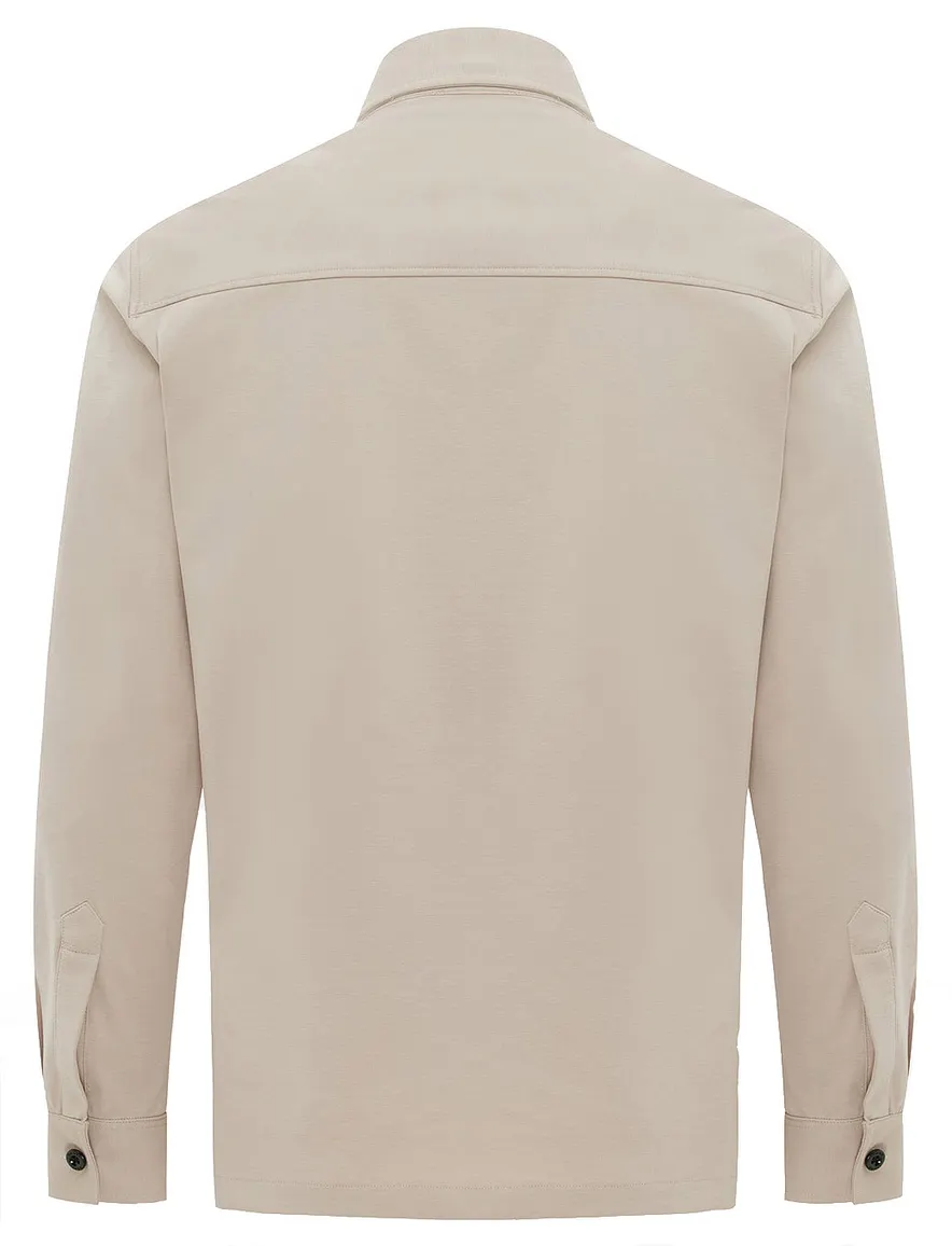 Overshirt Genti beige effen met borstzakken