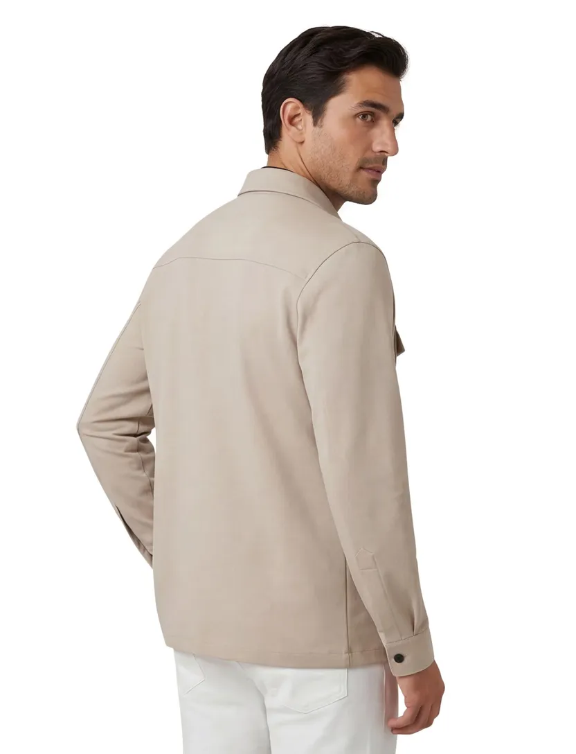 Beige Genti overshirt dubbele borstzak effen