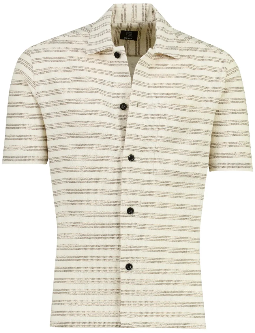 Genti polo beige strepen doorknoops