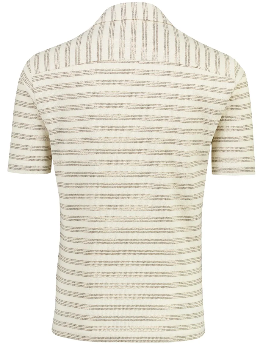 Genti polo beige strepen doorknoops