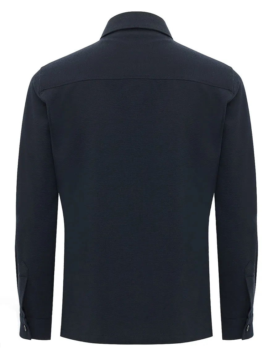 Genti Overshirt donkerblauw rits met borstzakken
