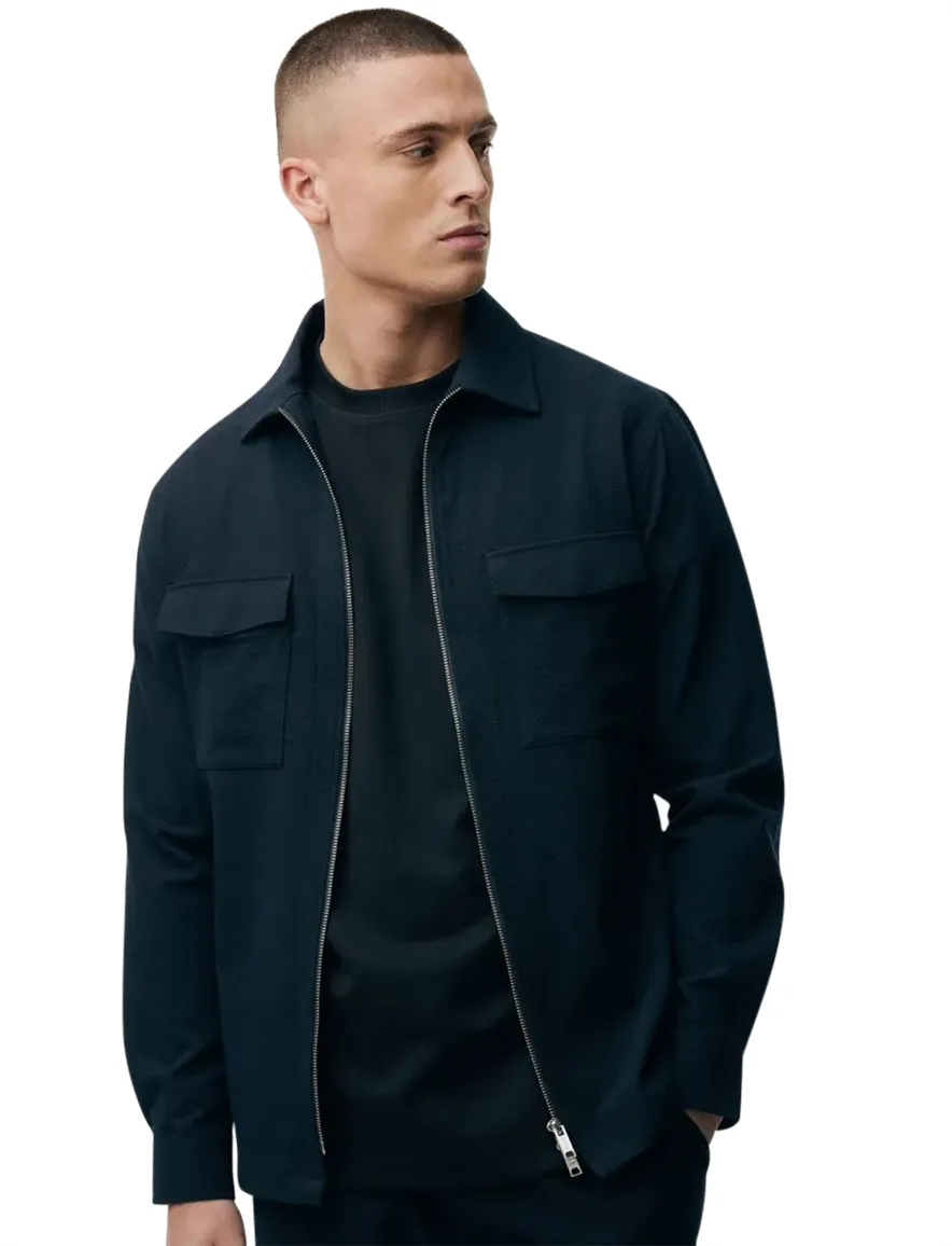 Genti navy overshirt met borstzakken