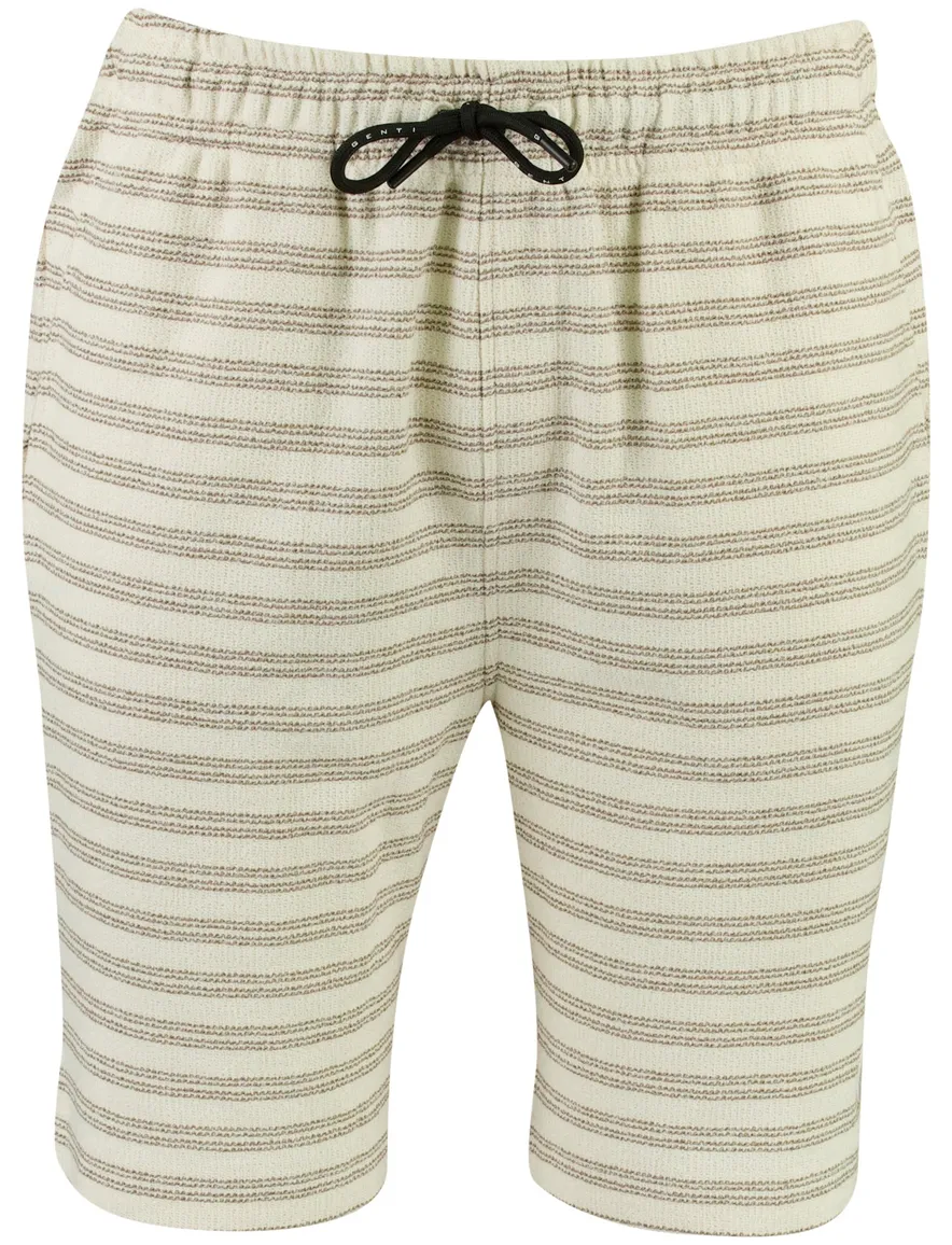 Genti Bermuda beige strepen structuur