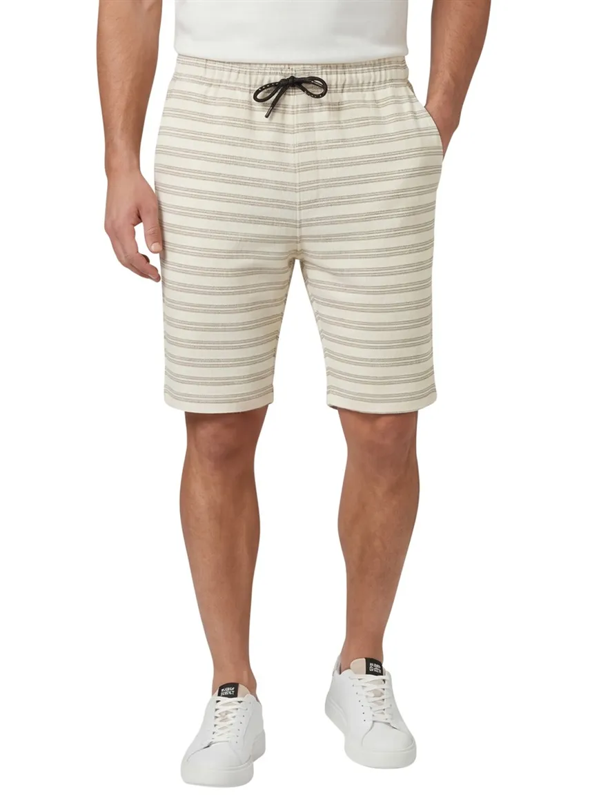 beige gestreept bermuda Genti normale fit