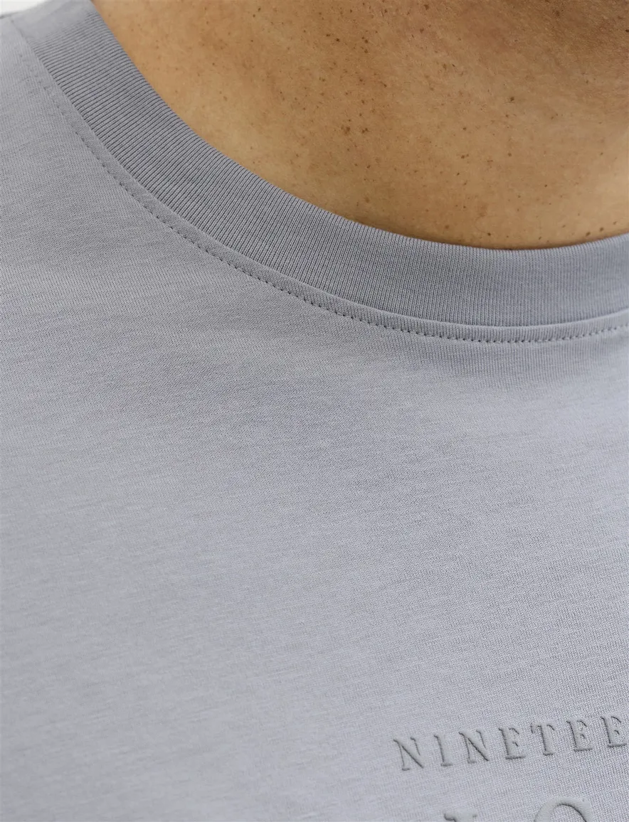 Jack & Jones T-shirts lichtblauw korte mouw met tekst