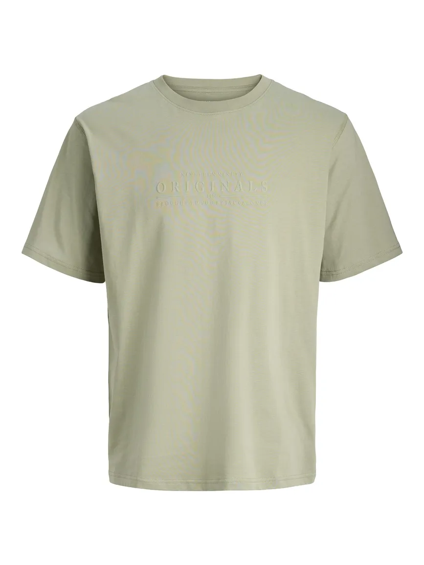Jack & Jones T-shirts groen wijde fit ronde hals met tekst