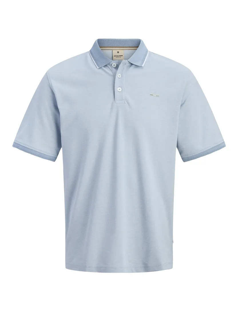 Jack & Jones Plus Size polo lichtblauw 3 knopen korte mouw