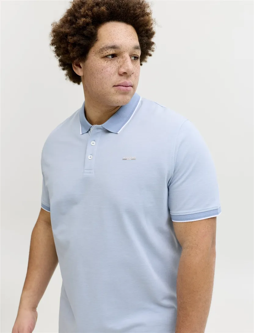 Jack & Jones Plus Size polo lichtblauw 3 knopen korte mouw