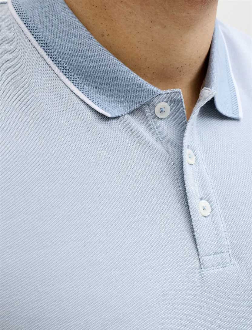 Jack & Jones Plus Size polo lichtblauw 3 knopen korte mouw