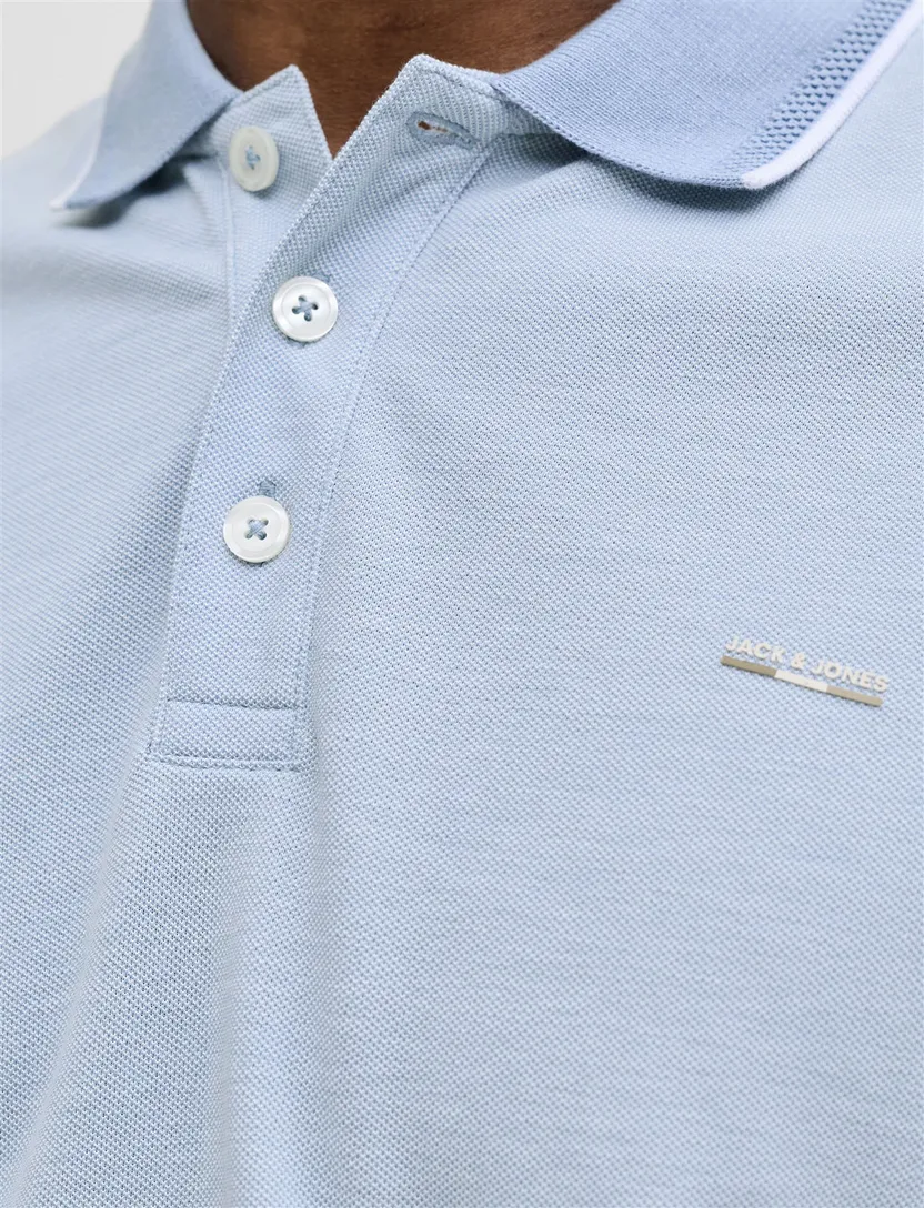 Jack & Jones Plus Size polo lichtblauw 3 knopen korte mouw