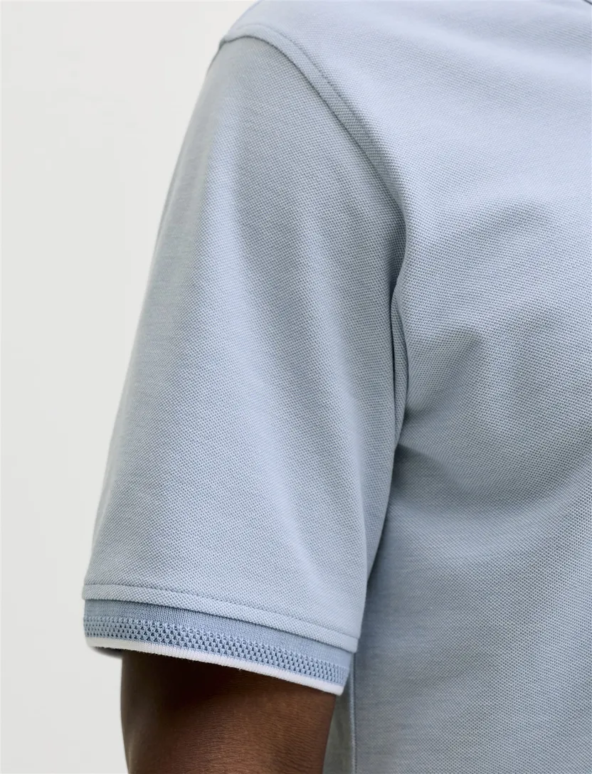 Jack & Jones Plus Size polo lichtblauw 3 knopen korte mouw