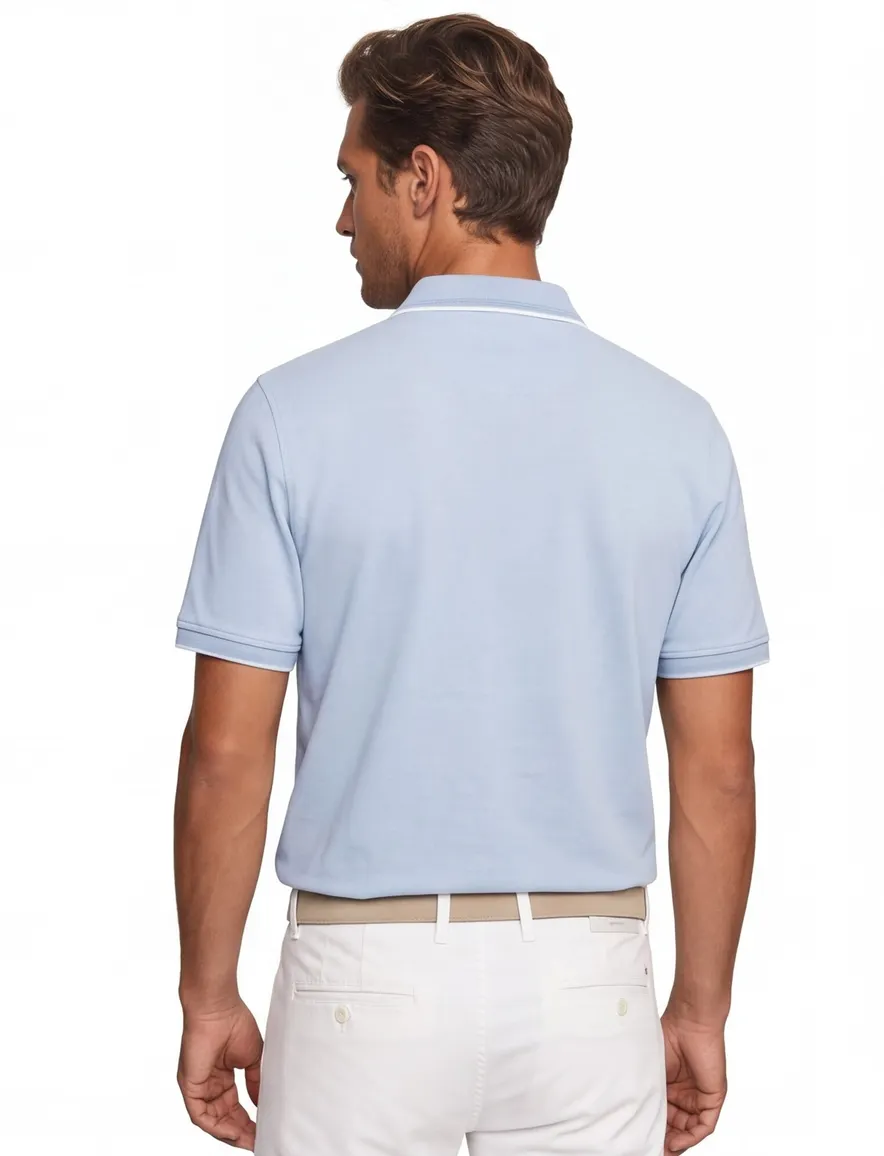 Jack & Jones polo lichtblauw korte mouw 3 knopen wijde fit