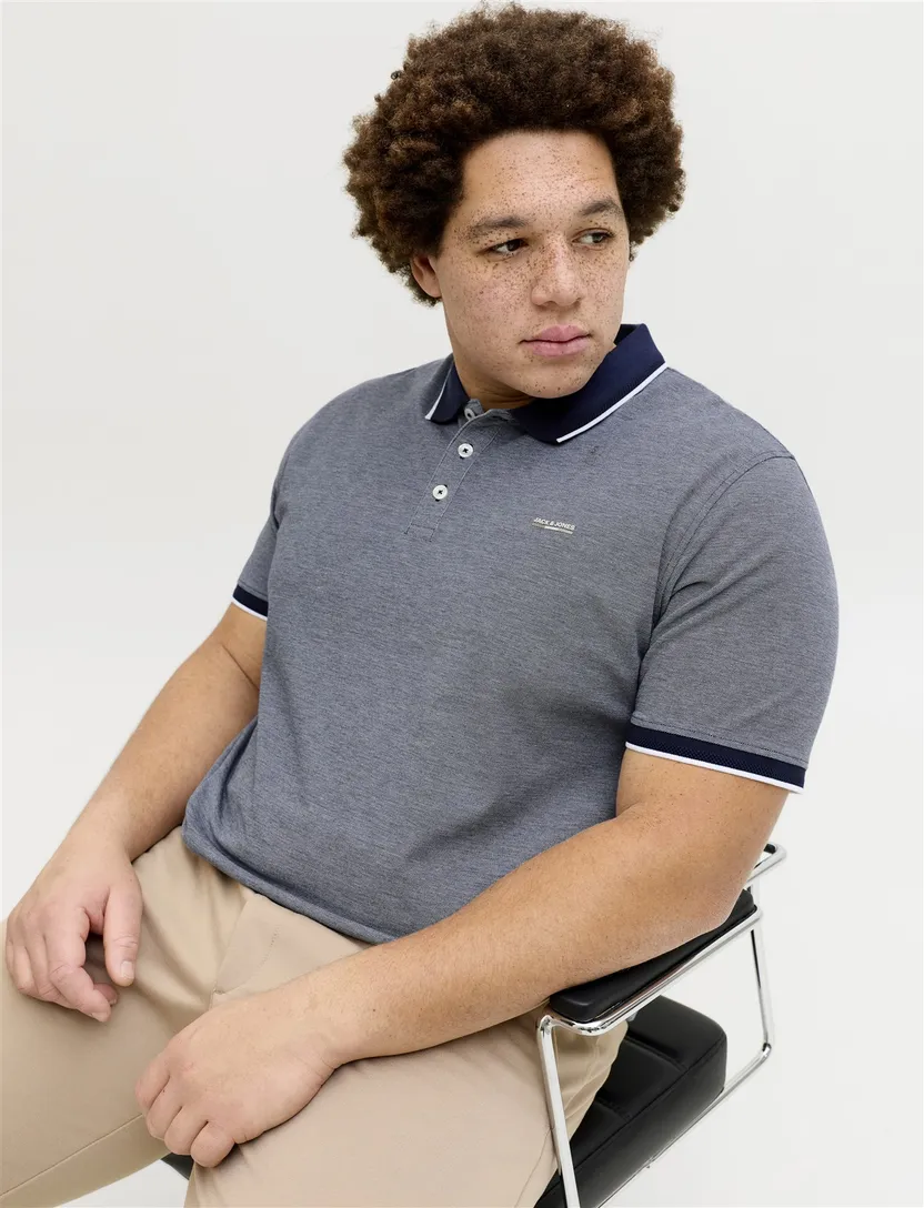 Jack & Jones Plus Size polo donkerblauw wijde fit