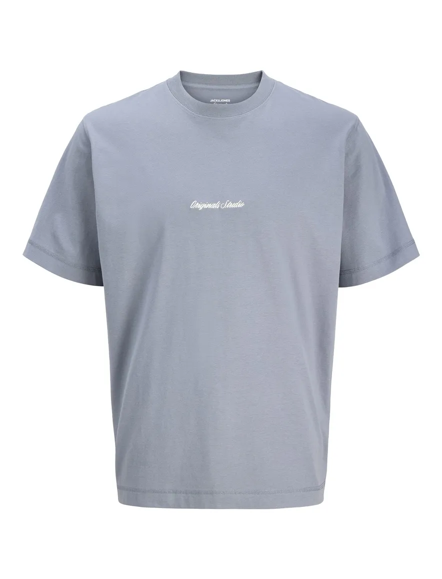 Jack & Jones polo lichtblauw met witte tekst korte mouw