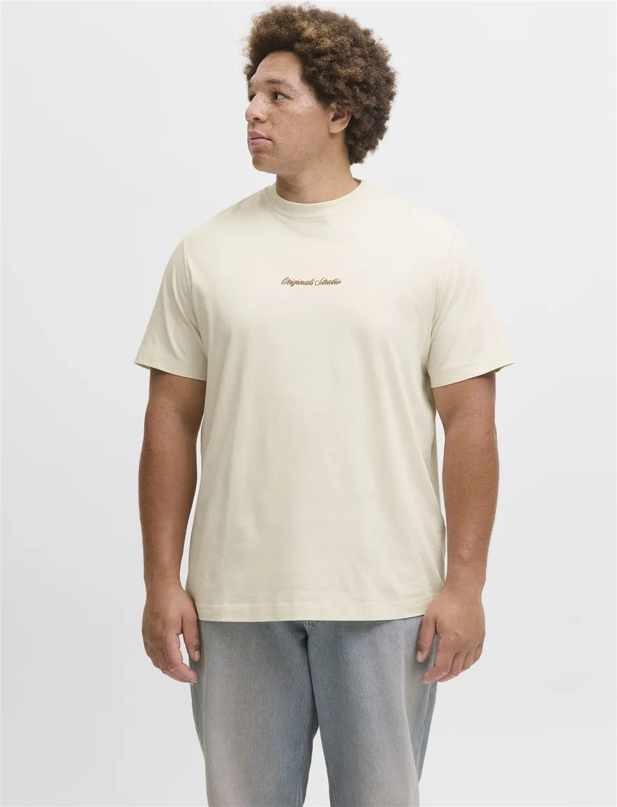 Jack & Jones T-shirts creme ronde hals korte mouw