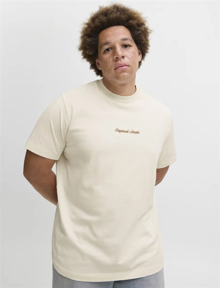 Jack & Jones T-shirts creme ronde hals korte mouw