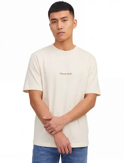 Jack & Jones Jack & Jones T-shirts katoen creme ronde hals