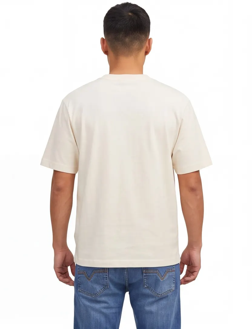 Jack & Jones T-shirts katoen creme ronde hals