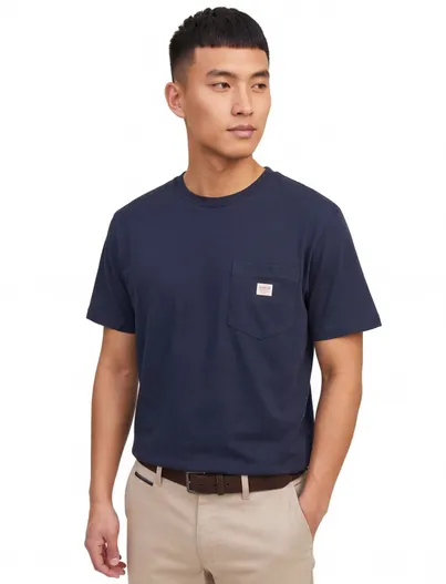 Jack & Jones Jack & Jones T-shirts navy met borstzak ronde hals