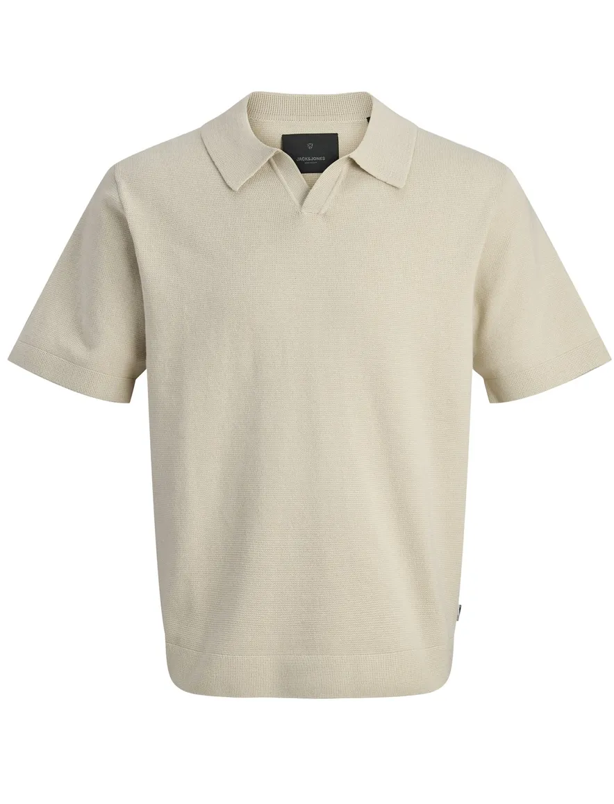 Jack & Jones Plus Size knitted polo beige