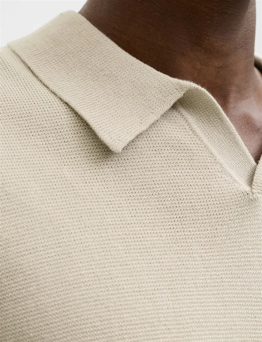 Jack & Jones Plus Size knitted polo beige