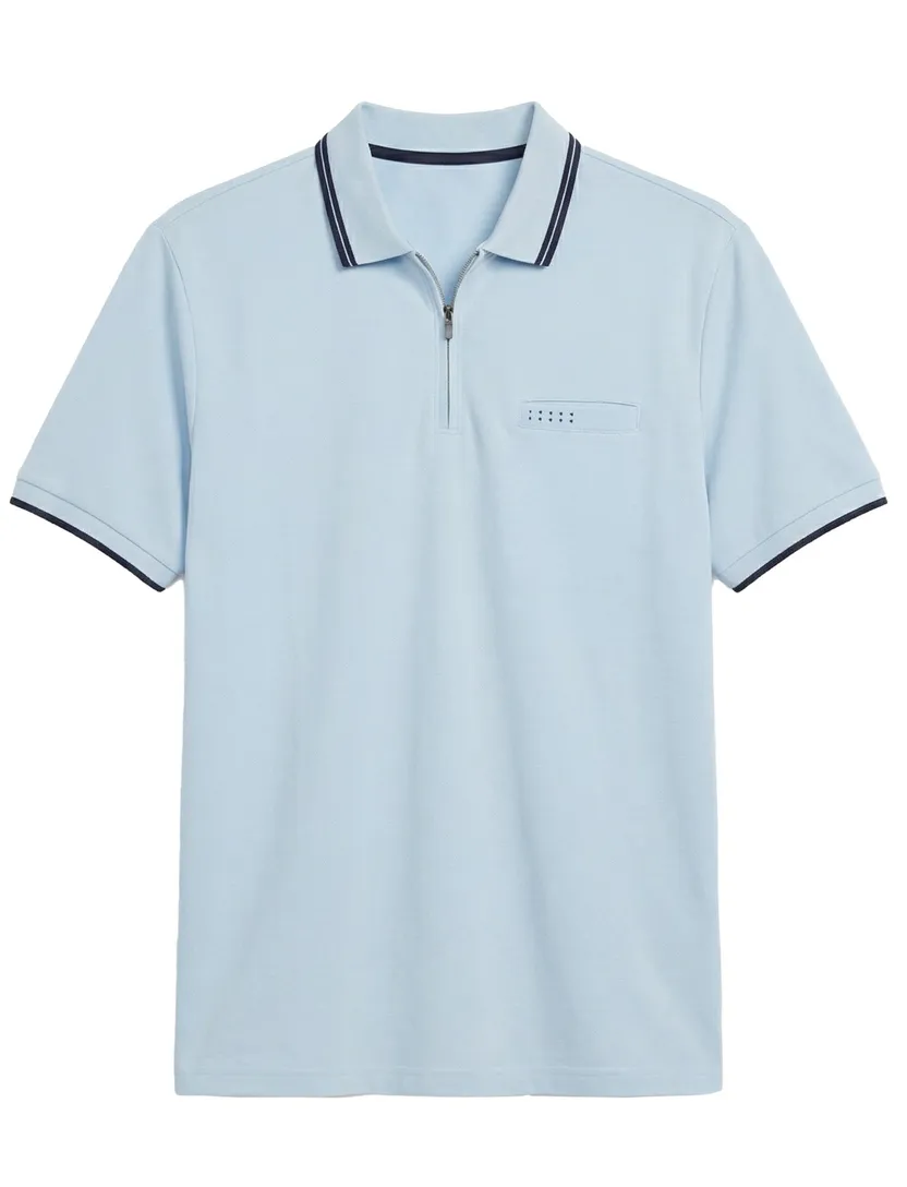 Lichtblauwe polo Jack & Jones big & tall ritssluiting katoen