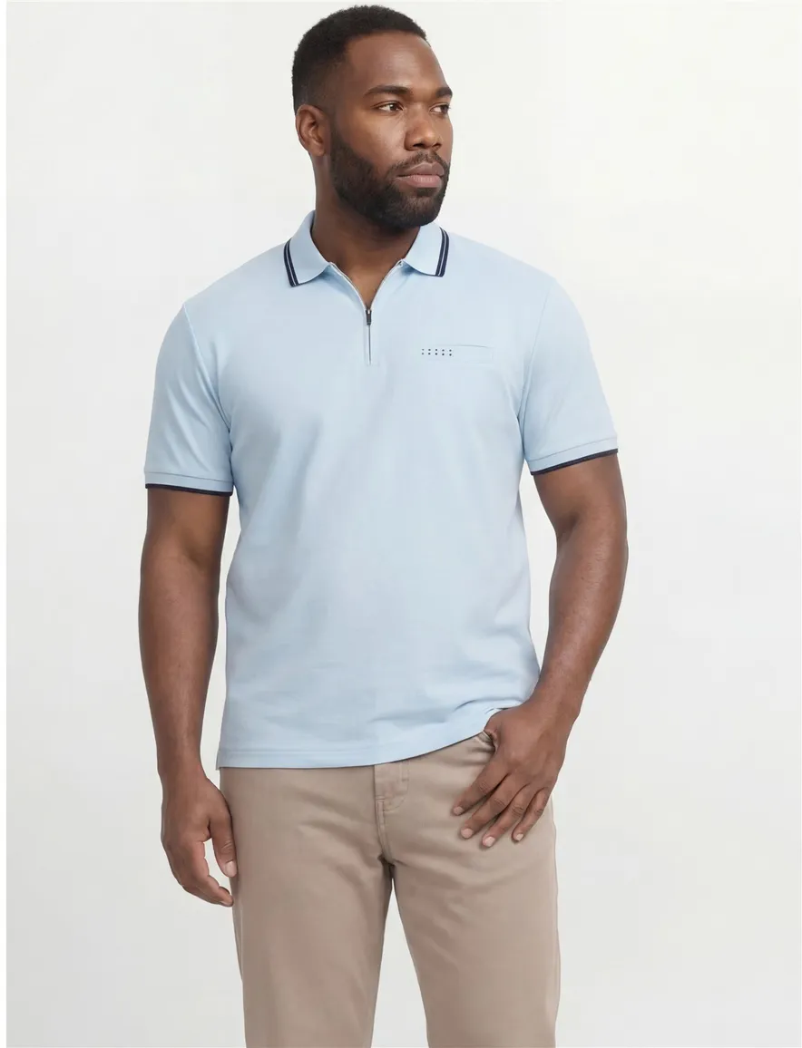 Jack & Jones poloshirt big & tall lichtblauw rits