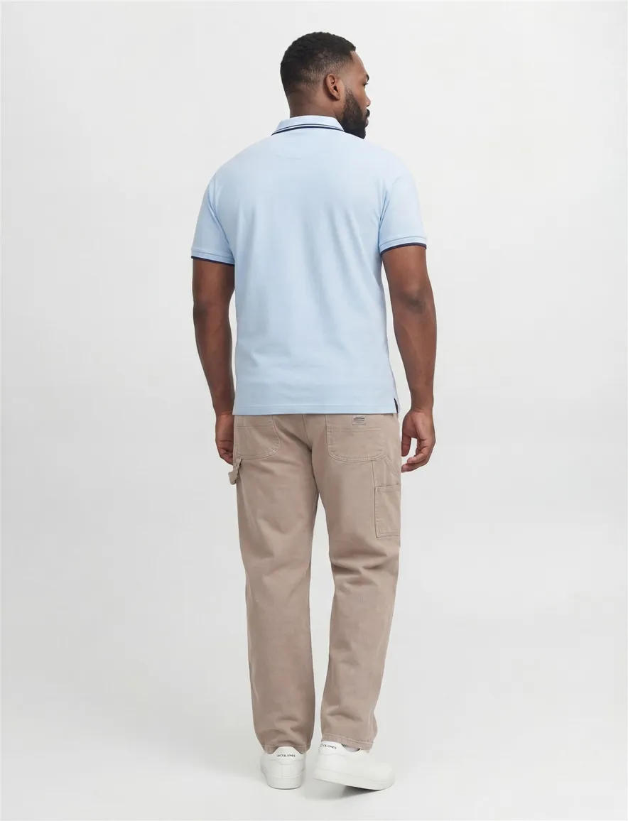 Jack & Jones poloshirt big & tall lichtblauw rits