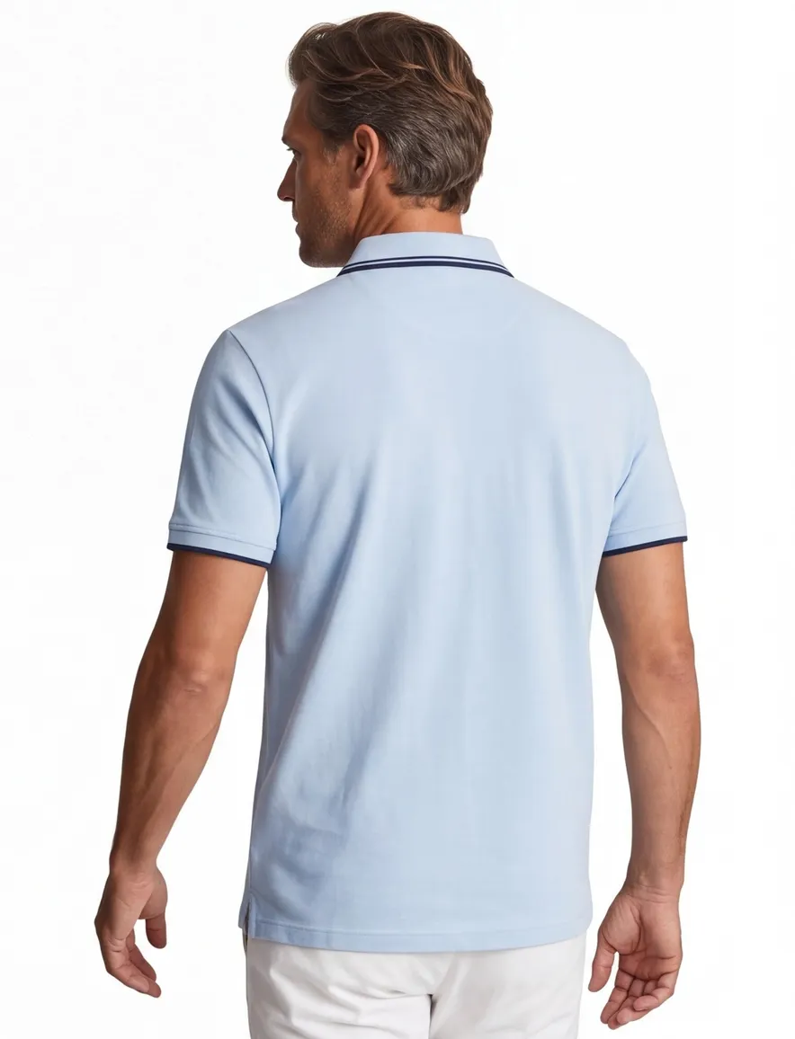 Jack & Jones Plus Size polo met rits lichtblauw