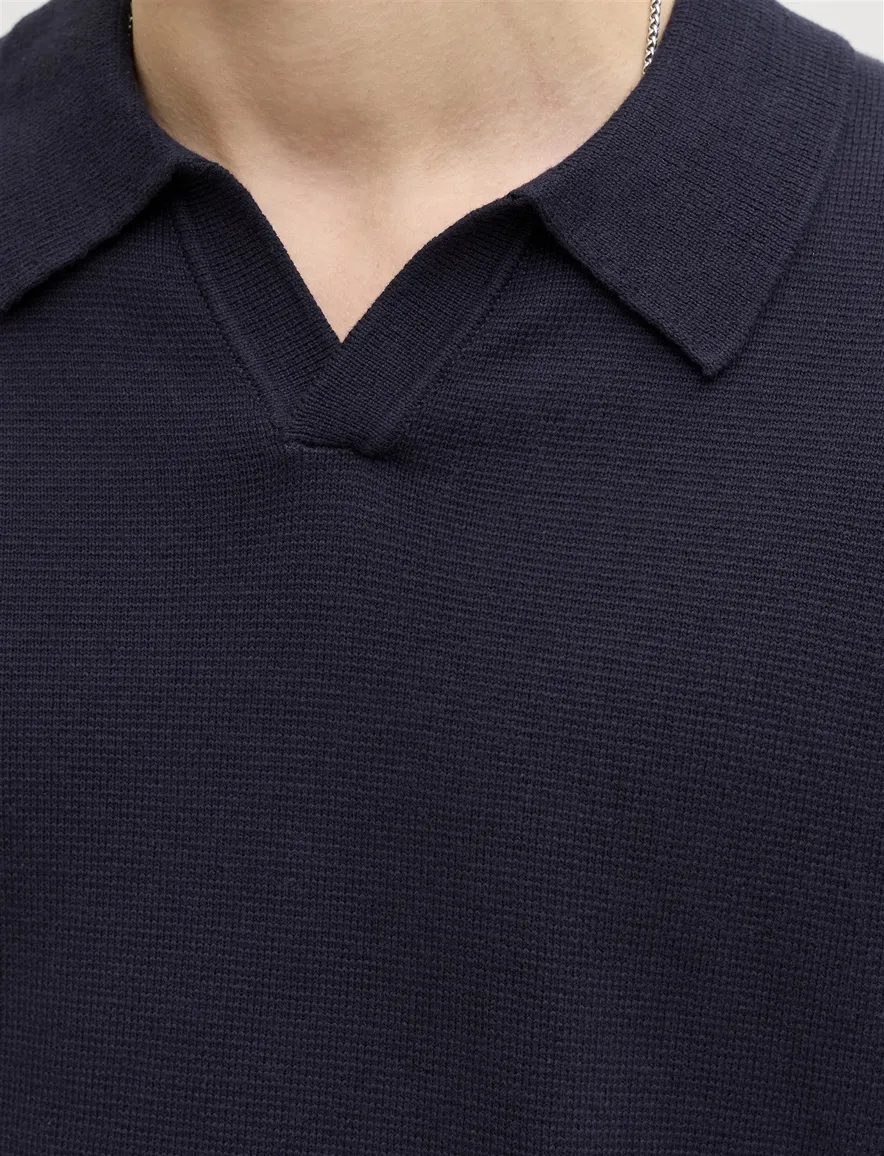 Jack & Jones polo met v-hals donkerblauw