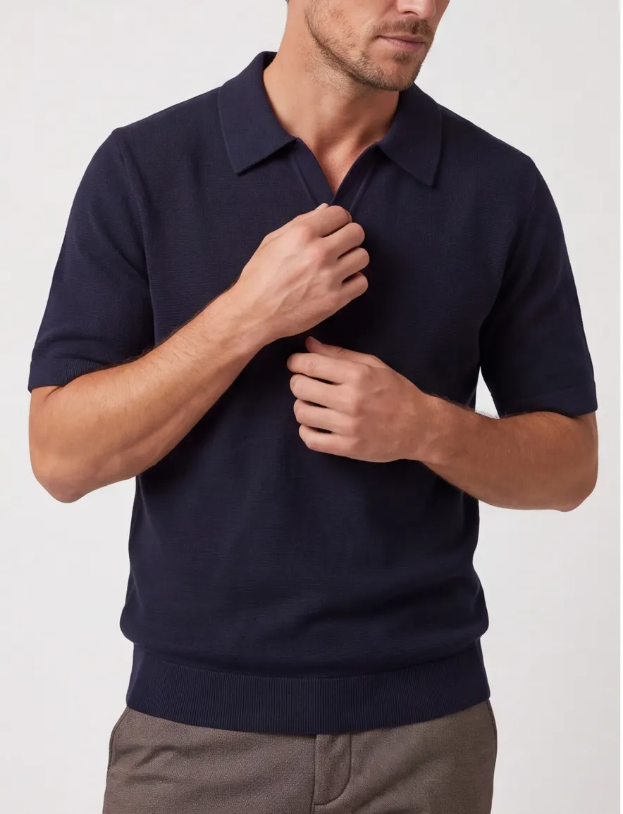Jack & Jones polo met v-hals donkerblauw