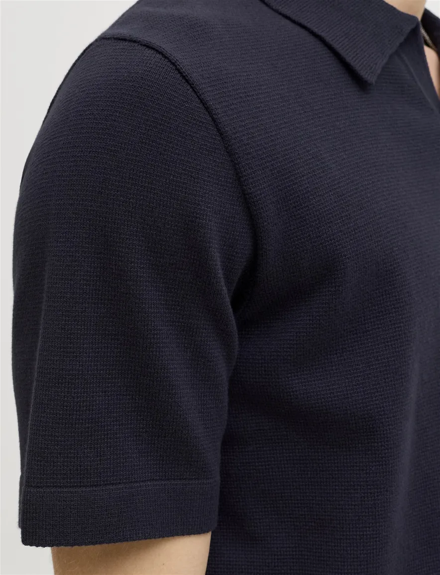 Jack & Jones polo met v-hals donkerblauw